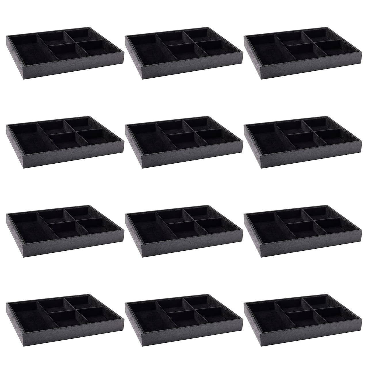 12 Pack: 5 Compartment Velvet Storage Tray by Bead Landing™